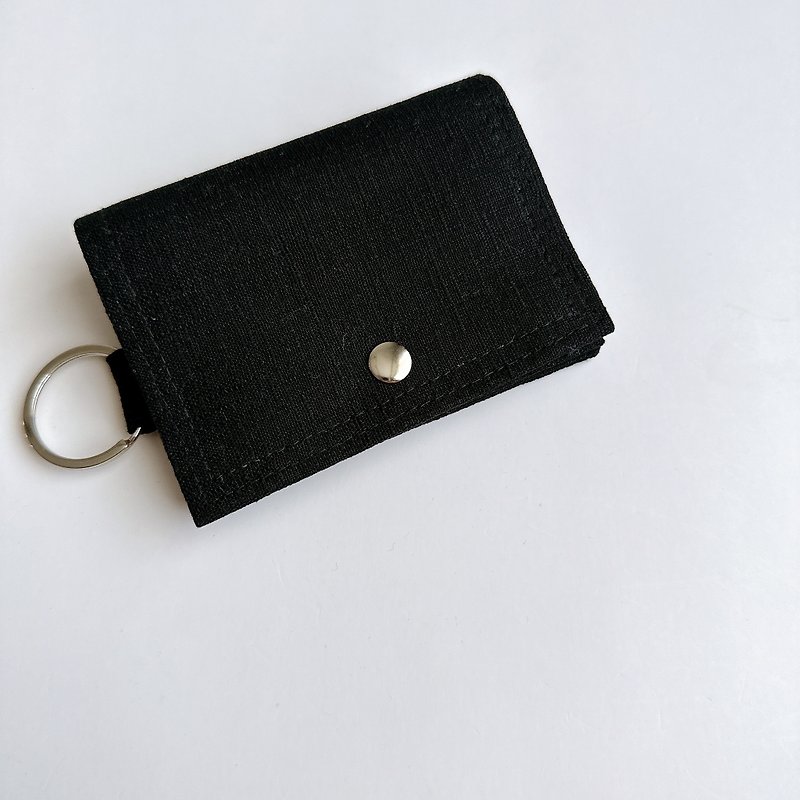 Black simple coin purse - กระเป๋าใส่เหรียญ - ผ้าฝ้าย/ผ้าลินิน สีดำ
