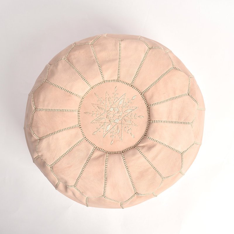 Moroccan pouf - Other Furniture - Genuine Leather Khaki