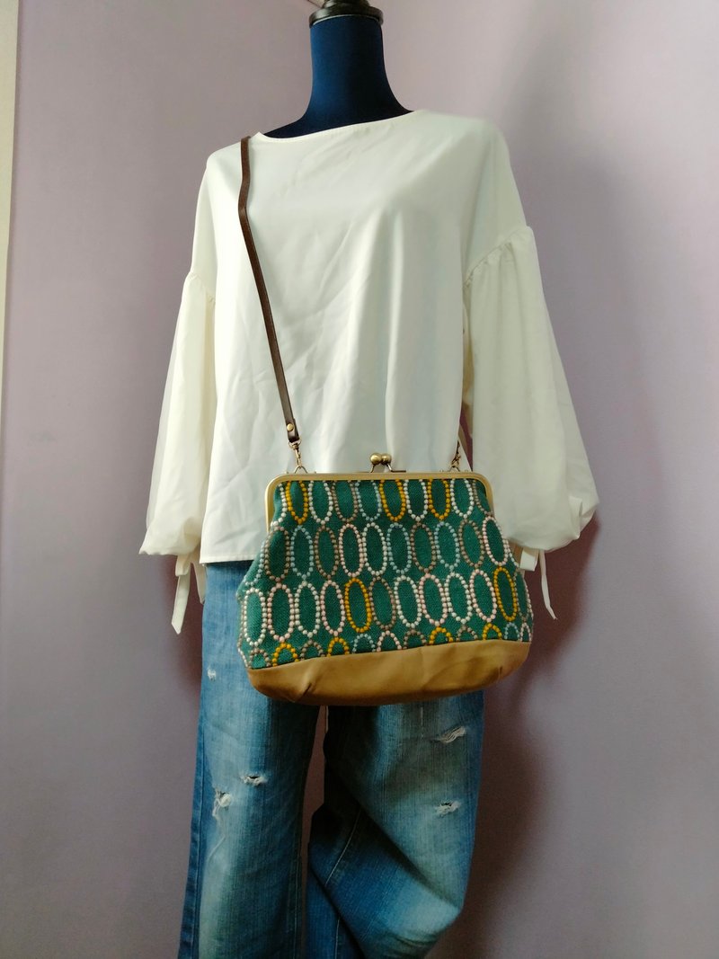 Mina Perhonen Sky Flower Shoulder Bag - Messenger Bags & Sling Bags - Cotton & Hemp Green