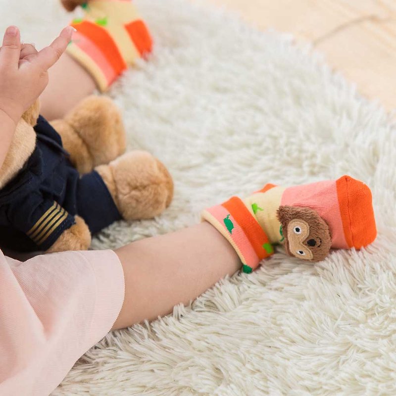 Hand Sewn Doll Gift Box Baby Socks - Raccoon Miyue Ceremony Safety Anti-Slip Socks Wide Mouth - Baby Socks - Cotton & Hemp Multicolor