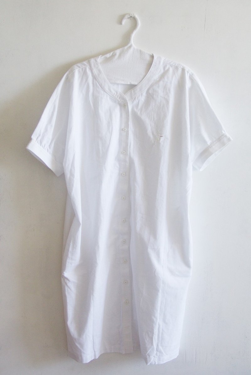 外套式洋裝--牛奶鍋 - 洋裝/連身裙 - 棉．麻 白色