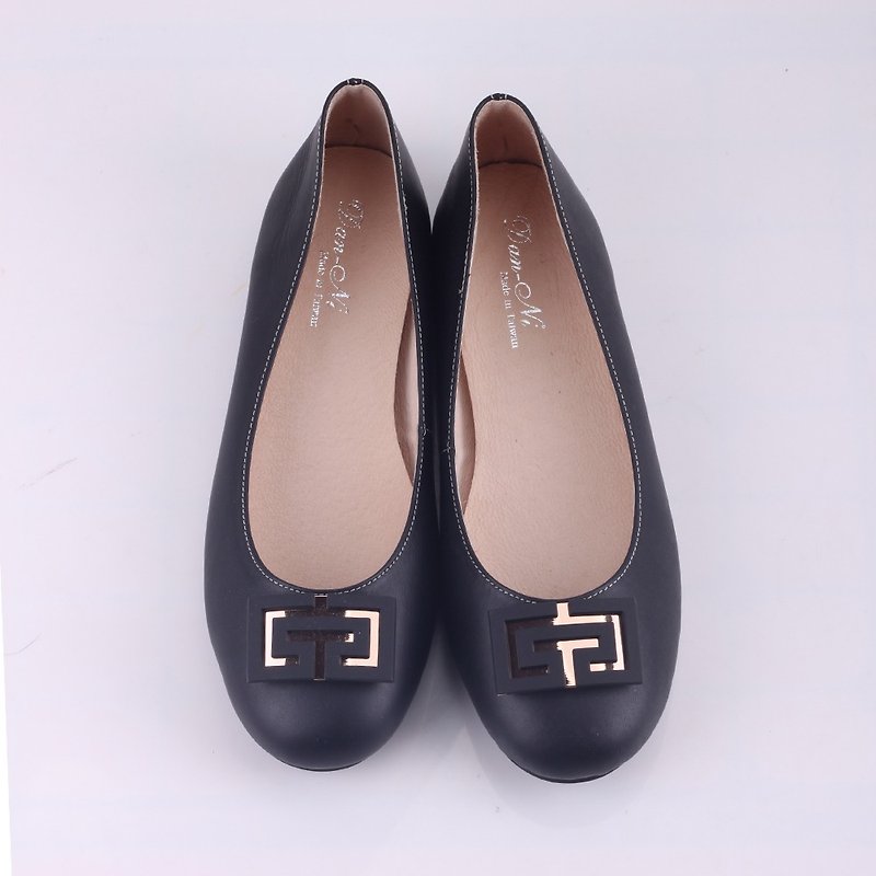 Maffeo doll shoes ballet shoes million words soft Japanese calfskin doll shoes (black) - รองเท้าบัลเลต์ - หนังแท้ สีดำ