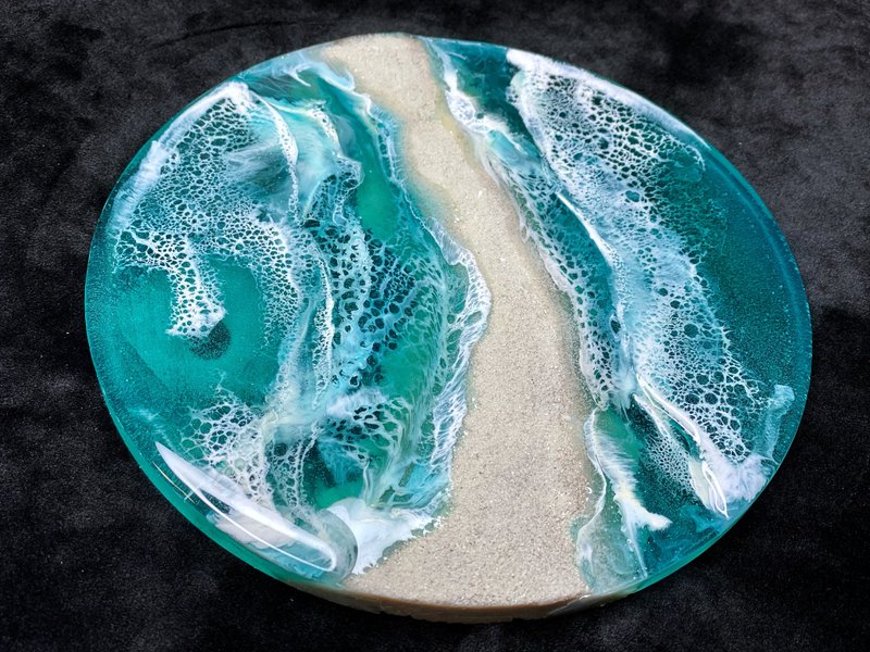 Ocean resin tray is aizen perfume tray. Decorative bathroom tray. 戒指 杯墊 結婚禮物 - อุปกรณ์ห้องน้ำ - เรซิน สีน้ำเงิน