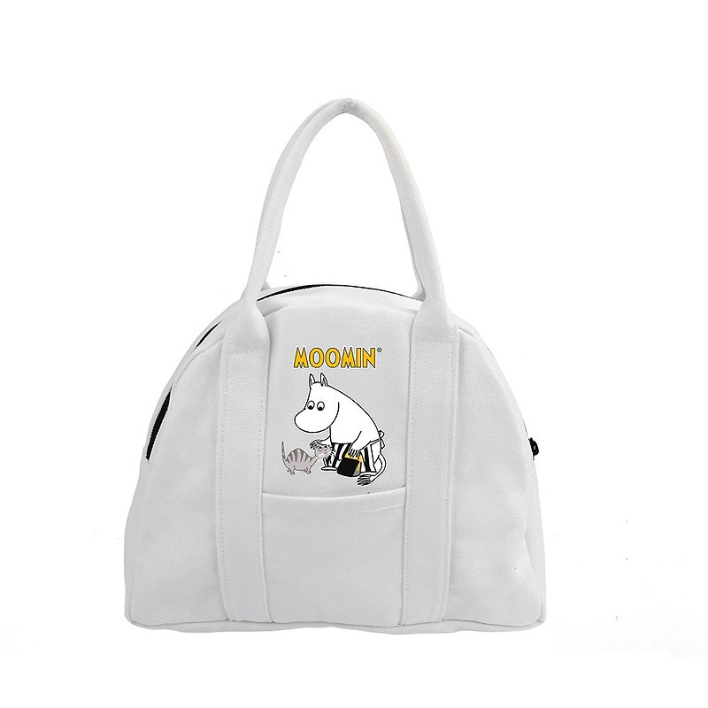 Moomin 噜噜米 authorized - half moon handbag (white), AE03 - กระเป๋าถือ - ผ้าฝ้าย/ผ้าลินิน สีดำ