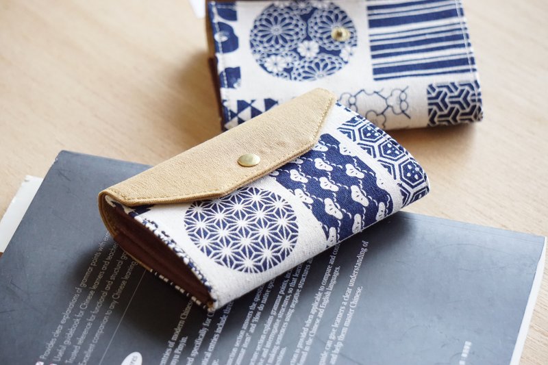 短夾 女-  藍瓷紋- 零錢卡夾 輕錢包 布錢包 - 錢包/皮夾/長短夾 - 棉．麻 藍色