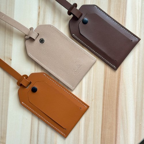 Zude Leather 柱的皮件 真皮雙面中英文行李吊牌 免費客製化 /旅行用品/出國旅遊/情人節