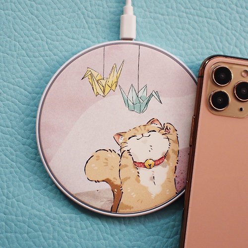 Powered By Hamsters 紙鶴與貓咪- 無線充電器 Qi Wireless Charger