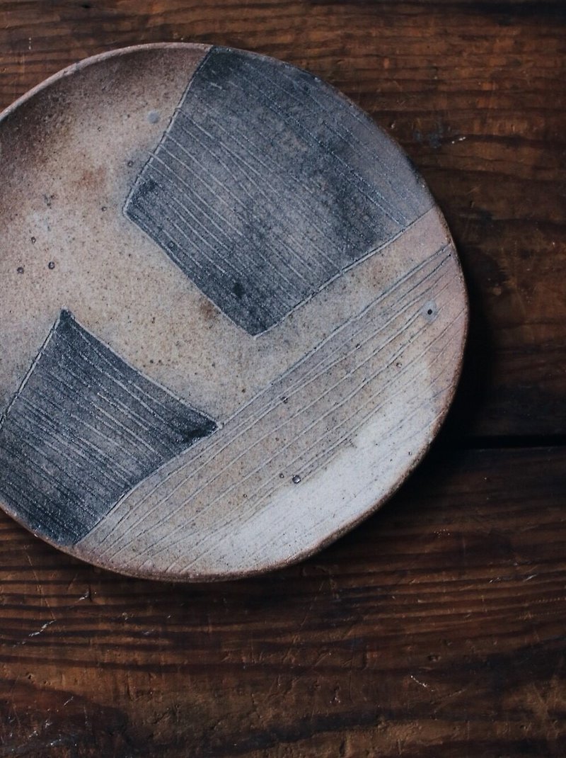 張Zhongkaiの幾何学的パターンA - 皿・プレート - 陶器 グレー