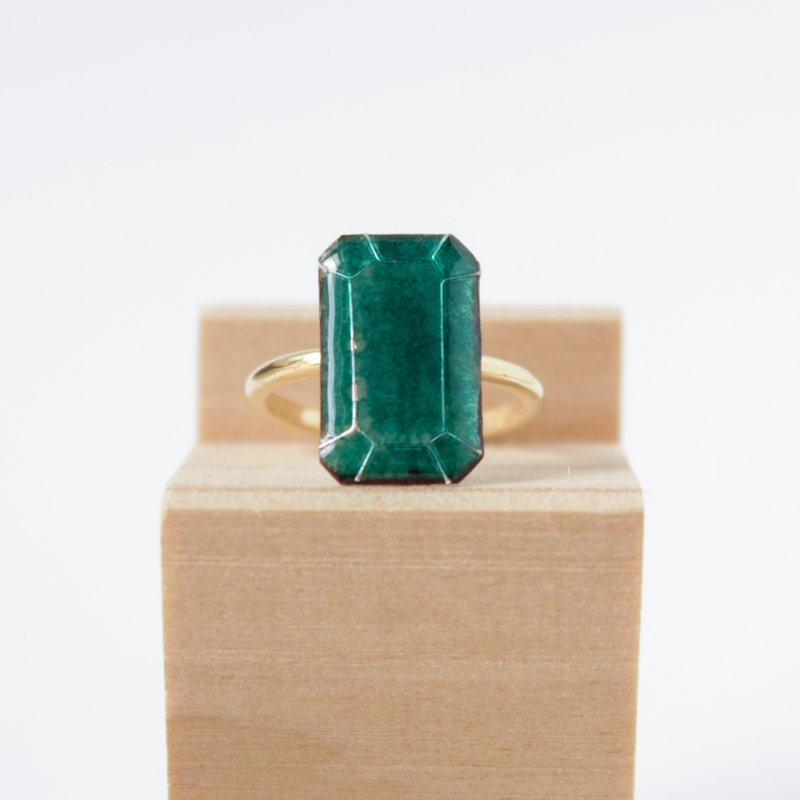 Cloisonne ring May birthstone emerald color - แหวนทั่วไป - วัสดุอื่นๆ สีเขียว