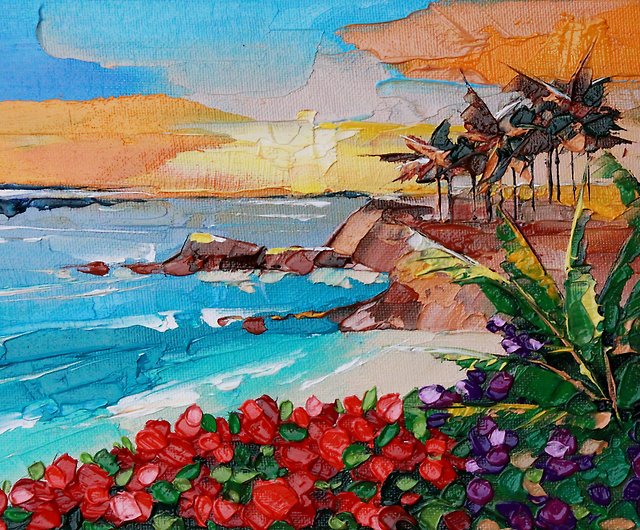 ラグナビーチ絵画カリフォルニアの風景オリジナルアート