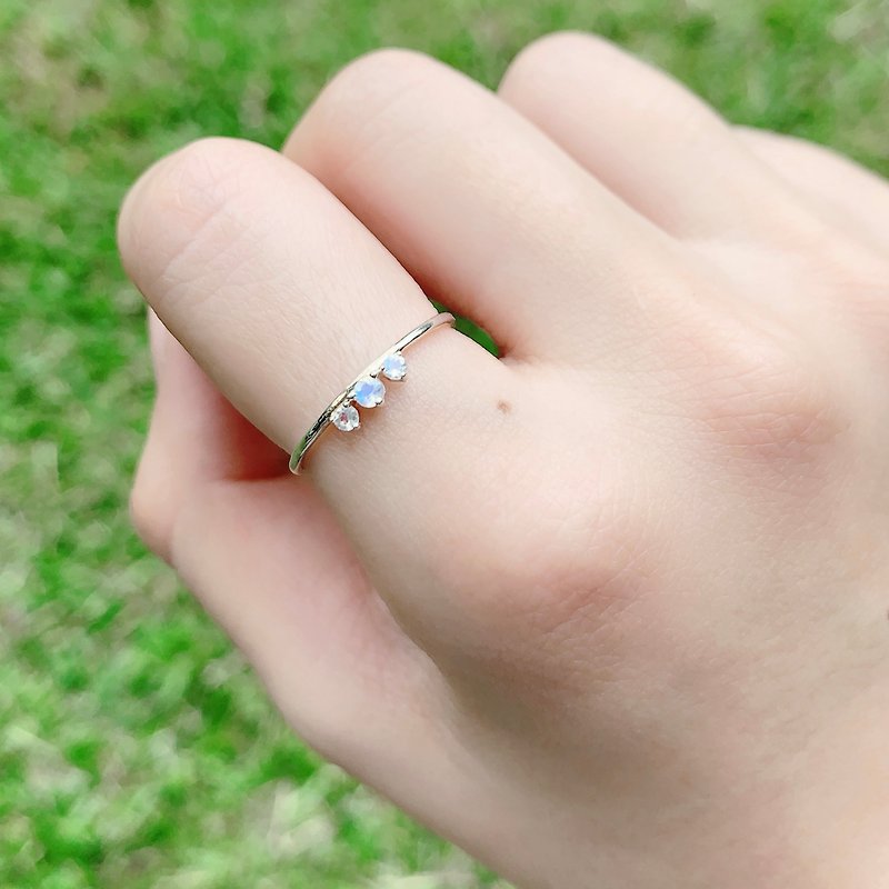 月光石925純銀印地安風格純銀戒指 - 戒指 - 寶石 銀色