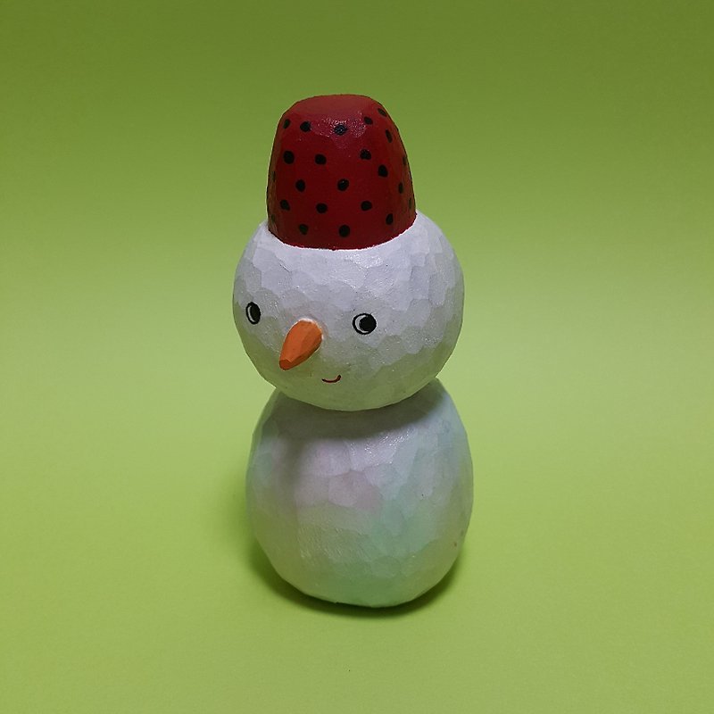 Christmas high hat snowman three-dimensional decorations - Items for Display - Wood White