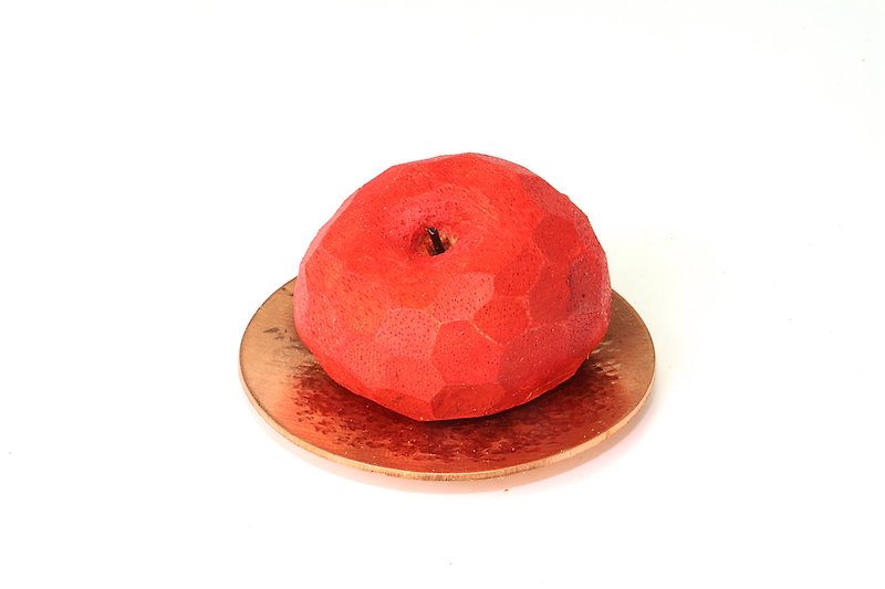 可愛圓蘋果木製磁鐵(附紅銅小盤)--木刻--純手工--手作【可挑色】 - 磁鐵 - 木頭 紅色