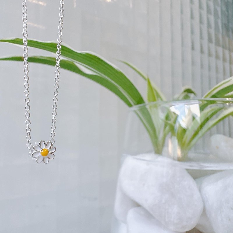 925 Sterling Silver/Delicate Temperament• Enamel Flower Collarbone Necklace - สร้อยข้อมือ - เงินแท้ สีเงิน