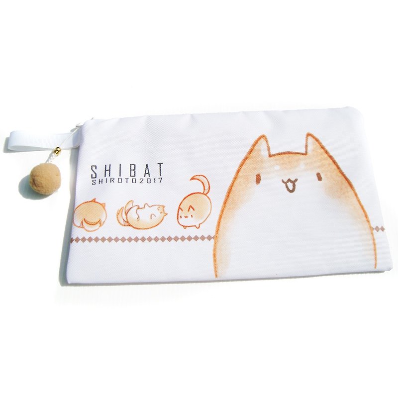 ユニバーサル鉛筆─小さな木の猫 - 小銭入れ - コットン・麻 カーキ