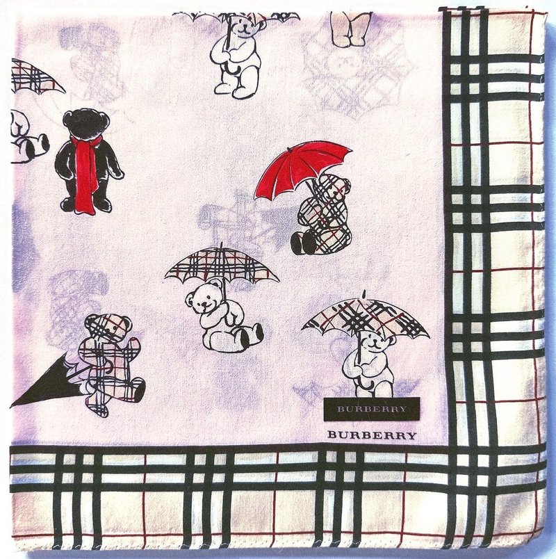 Burberry Vintage Handkerchief Bears Collection 20 x 20 inche - 手帕 - 棉．麻 粉紅色