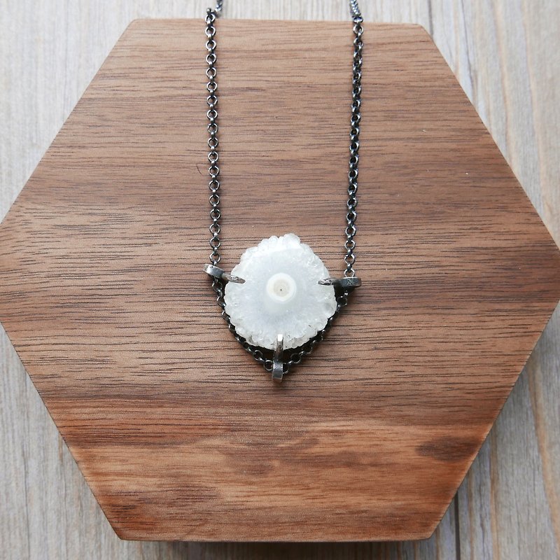handmade silver Solar Quartz pendant - Necklaces - Gemstone White