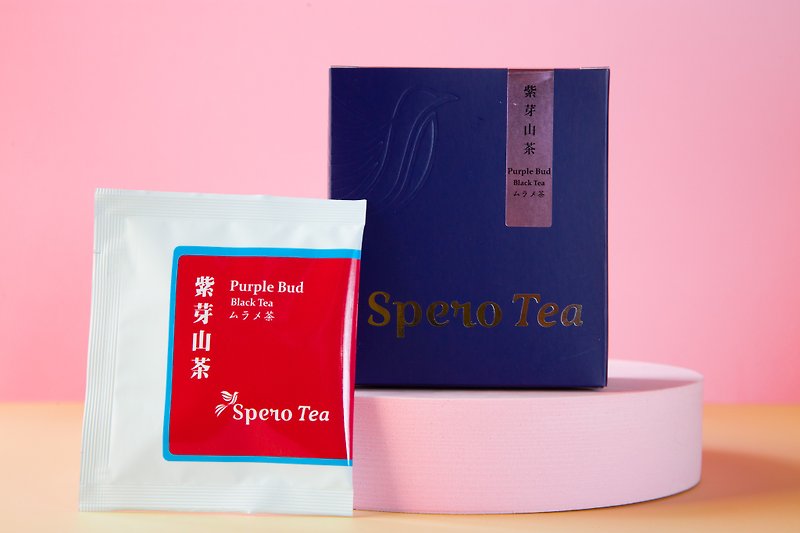 Purple bud camellia original leaf triangle three-dimensional tea bag - azure blue box of 8 - ชา - อาหารสด 
