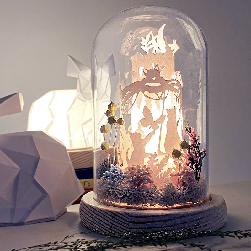 360 Panorama-Cat Forest Light and Shadow Paper Carving Lamp Cat Night Light - โคมไฟ - พืช/ดอกไม้ 