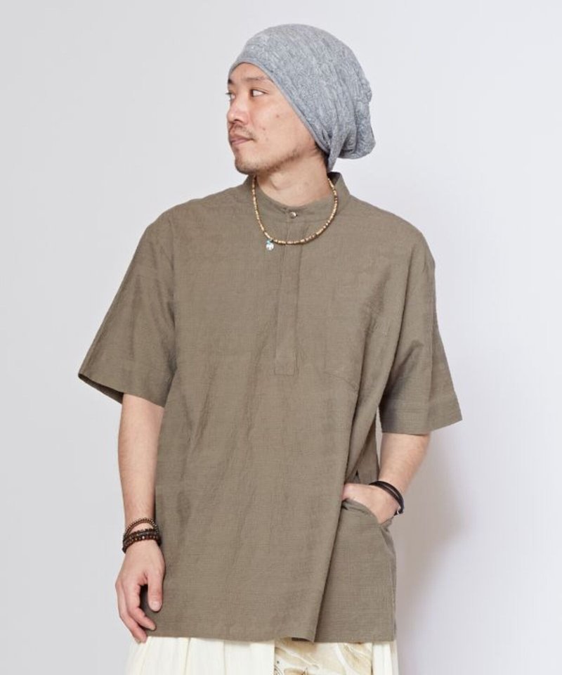 【熱門預購】低調奢華印度棉刺繡涼爽庫爾塔上衣 (3色) IPF-5204 - 男 T 恤 - 棉．麻 