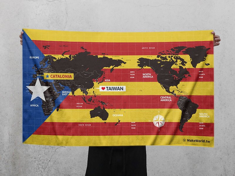 Make World map made sports towel (Catalonia Type A) - ผ้าขนหนู - เส้นใยสังเคราะห์ 