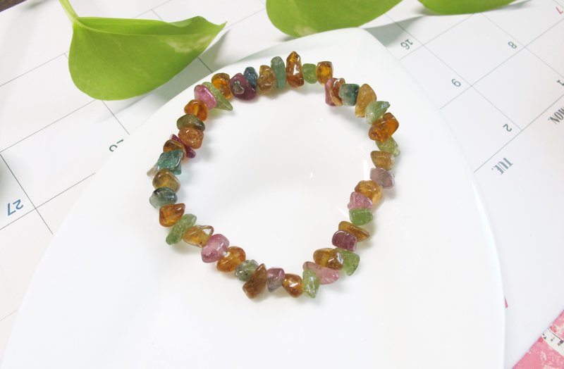 Irregular Tourmaline 5-8mm [Colored Tangtang] [Original sent] Colorful and stylish design - Bracelets - Crystal Multicolor