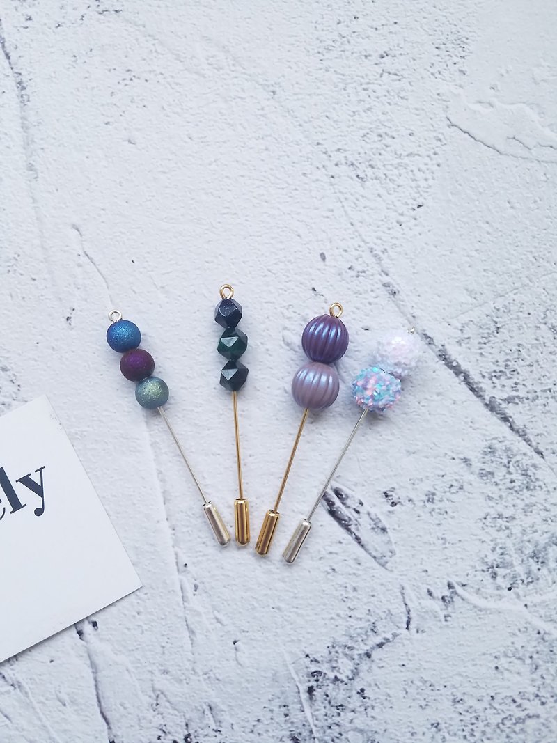 Purple beads brooch brooch bridegroom pin pin - Brooches - Acrylic Purple