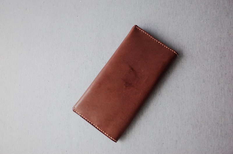 [Year-end benefits] Folded version of minimalist long clip with zipper 30% off - Wallets - Genuine Leather Brown