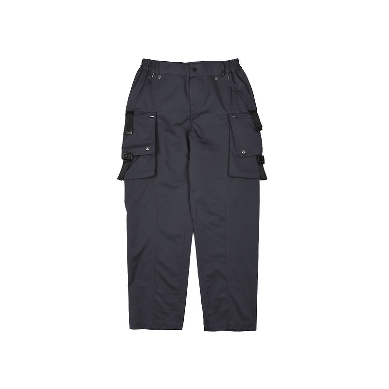 oqLiq-Dualism-Functional Roll-up Multi-pocket Beam Pants (coolmax black) - กางเกงขายาว - วัสดุอื่นๆ สีดำ