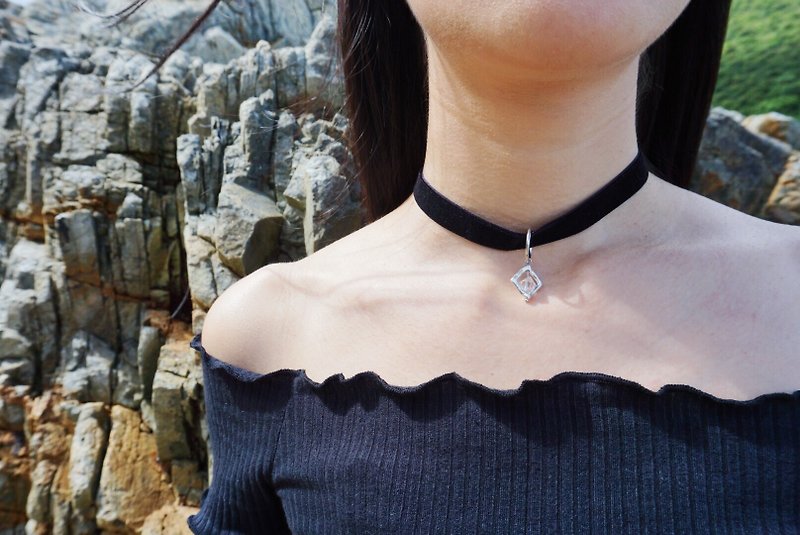 Herkimer Diamond Square Chocker - Necklaces - Gemstone White
