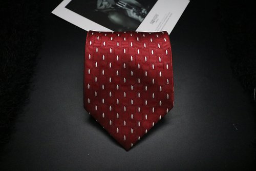 壞紳士 紅色水滴提花真絲領帶/婚禮新郎伴郎necktie