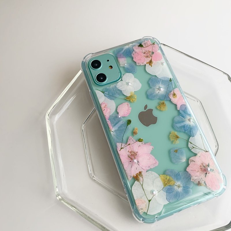A Timid Smile - pressed flower phone case - Phone Cases - Silicone Pink