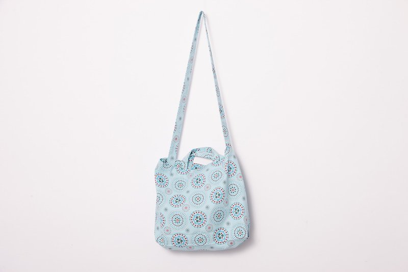 "A" Shopper Bag / Firework / Sky Blue - กระเป๋าแมสเซนเจอร์ - ผ้าฝ้าย/ผ้าลินิน 