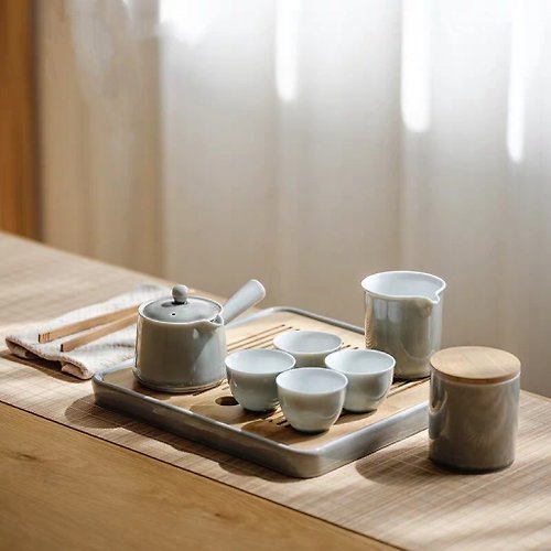 聞說 聞說|日式簡約茶壺茶具套裝 煙灰系列 辦公家用禮贈 禪意功夫陶瓷