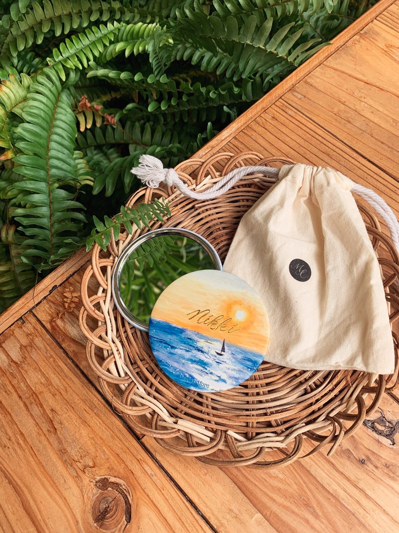 Pearl Island Pocket Mirror with bag | with gold foil services - อุปกรณ์แต่งหน้า/กระจก/หวี - โลหะ หลากหลายสี