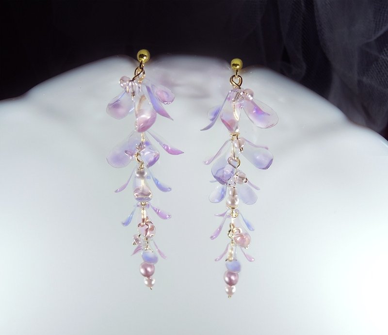 Wisteria series one / ear needle / Clip-On - Earrings & Clip-ons - Other Materials Purple