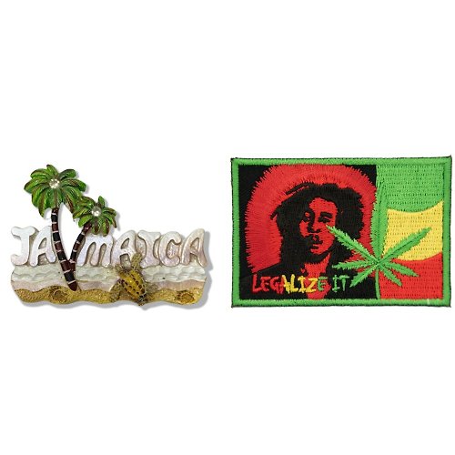 A-ONE 牙買加旅遊磁鐵+巴布馬利 雷鬼歌手皮夾徽章【2件組】紀念磁鐵