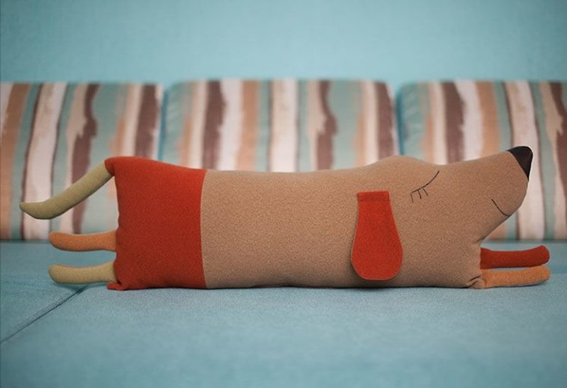 DIY Sleeping Dog Pillow, Puppy Pillow PDF, PDF Materials, Nursery Decor. - 編織/羊毛氈/布藝 - 棉．麻 多色