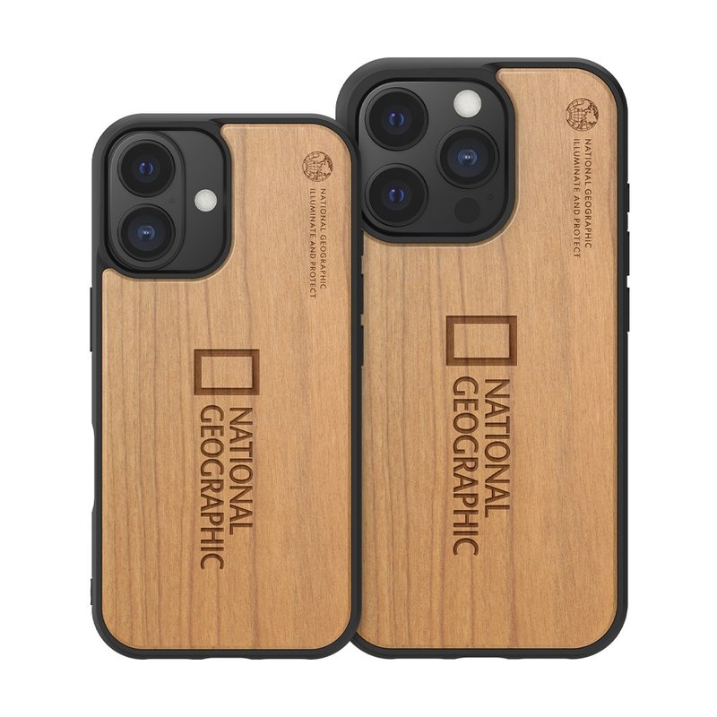 National Geographic/Nature Wood magnetic wooden protective case iPhone16 series mobile phone case - เคส/ซองมือถือ - พลาสติก 