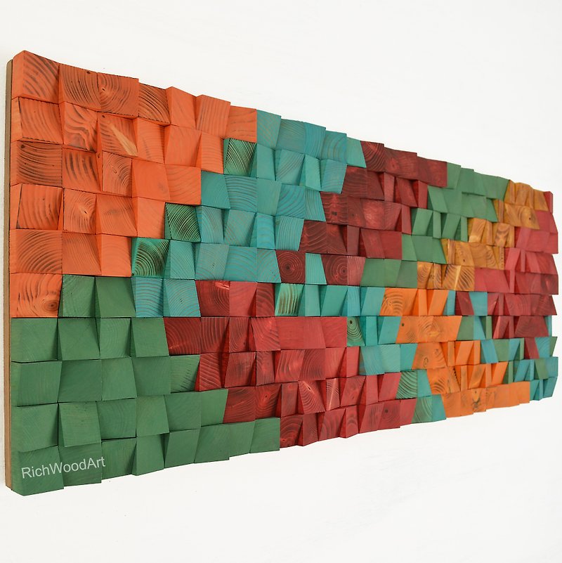 Paradise Garden - modern contemporary wood wall art in bright shades - Wall Décor - Wood Multicolor