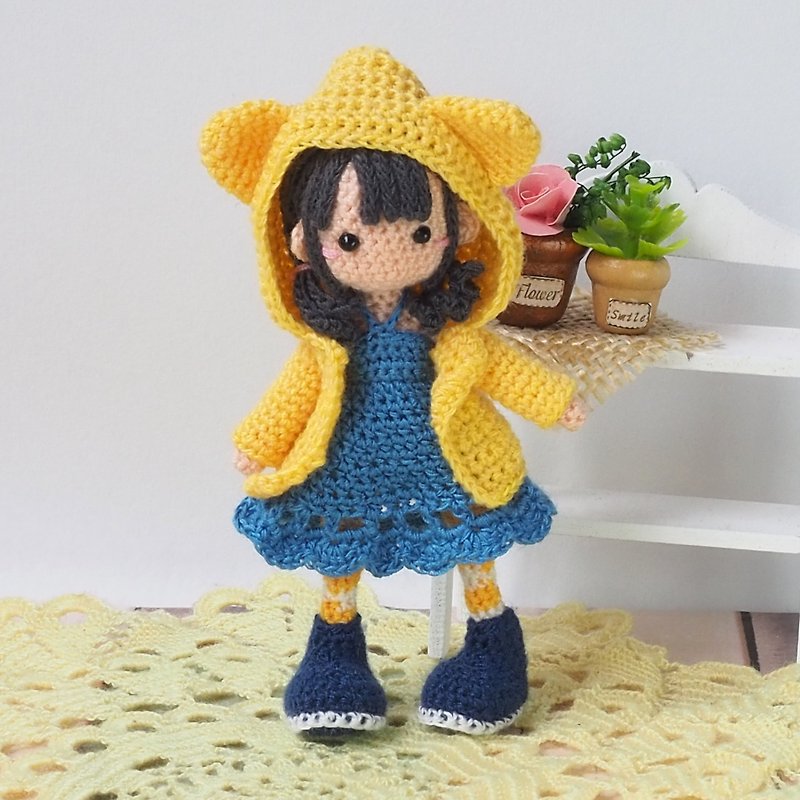 crochet doll/amigurumi/key chain/ yellow cat jacket【made-to-order】 - Stuffed Dolls & Figurines - Polyester Yellow