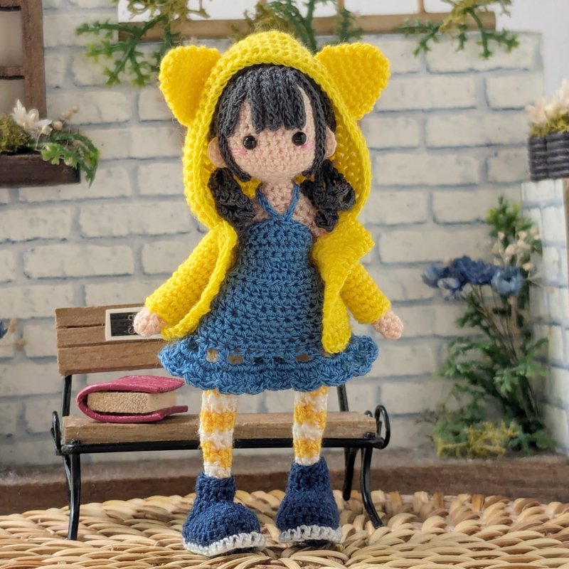 鉤針娃娃/ amigurumi /鑰匙鏈/紅黃貓夾克/玩偶【接單訂製】 - 公仔/玩偶 - 聚酯纖維 黃色