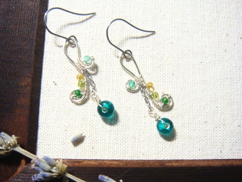 Grapefruit Forest Glass - Design - Wind and Rain - Glass Earrings/Can be used as Clip-On - Earrings & Clip-ons - Glass Green