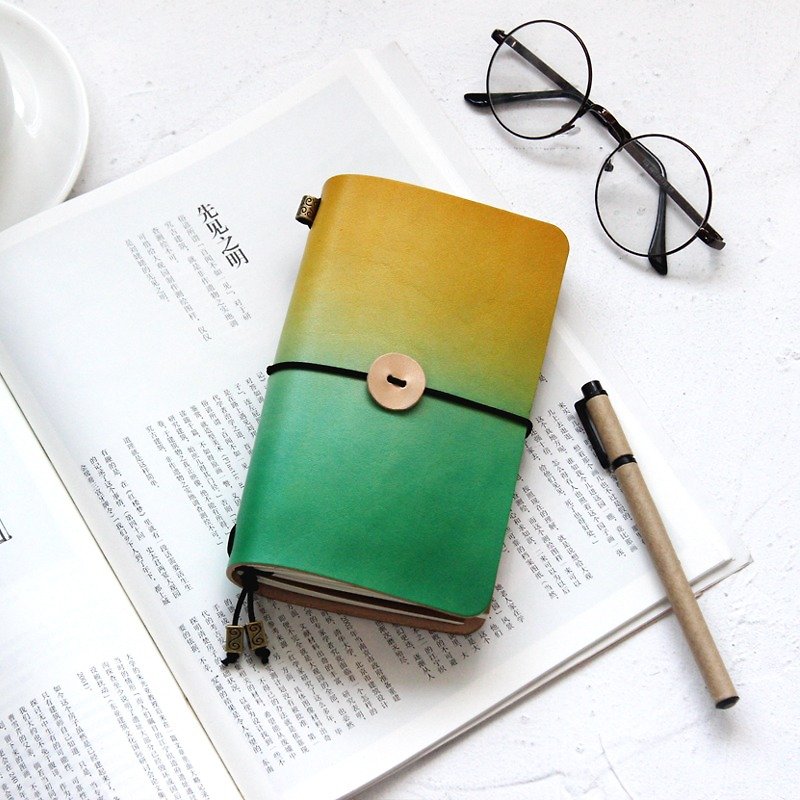 Green wild color leather notebook log portable notebook handbook this diary book customization - Notebooks & Journals - Genuine Leather Green