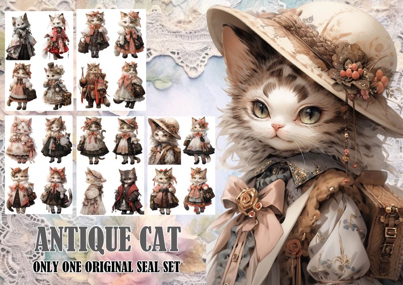ANTIQUE CAT 2 シールセット - 貼紙 - 紙 