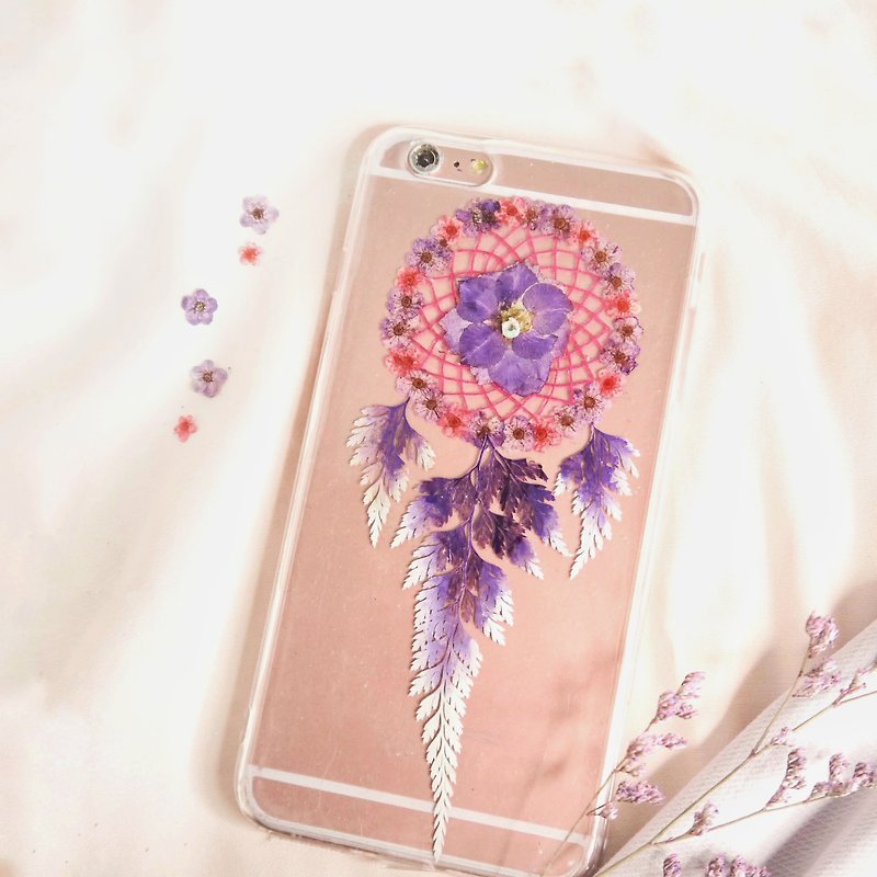Pressed Flower Dreamcatcher Phone Case | Purple & Fuchsia - Phone Cases - Plants & Flowers Purple