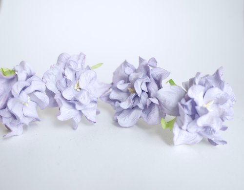 makemefrompaper Paper Flower, DIY supplies, 5 pieces gardenia flower, Amethyst purple color.