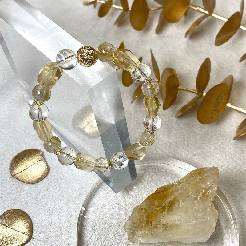 黃水晶金髮晶手錬 - 手鍊/手環 - 水晶 金色