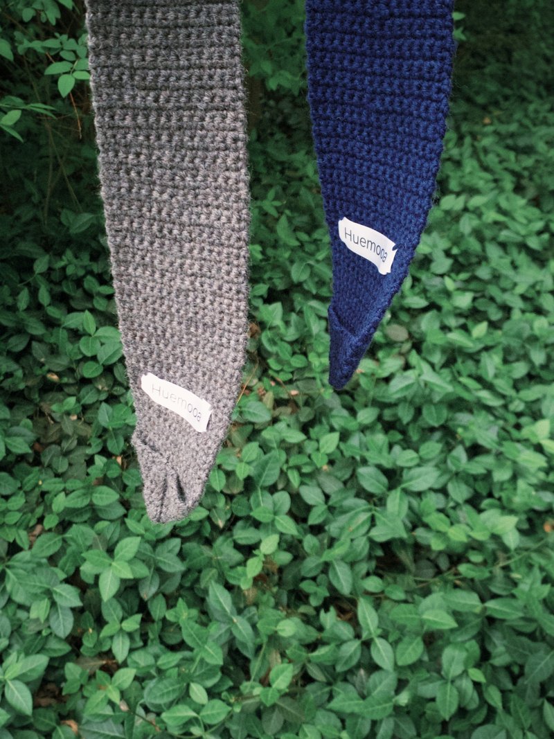 H pattern crochet neck tie - Gray - 領帶/領帶夾 - 繡線 灰色