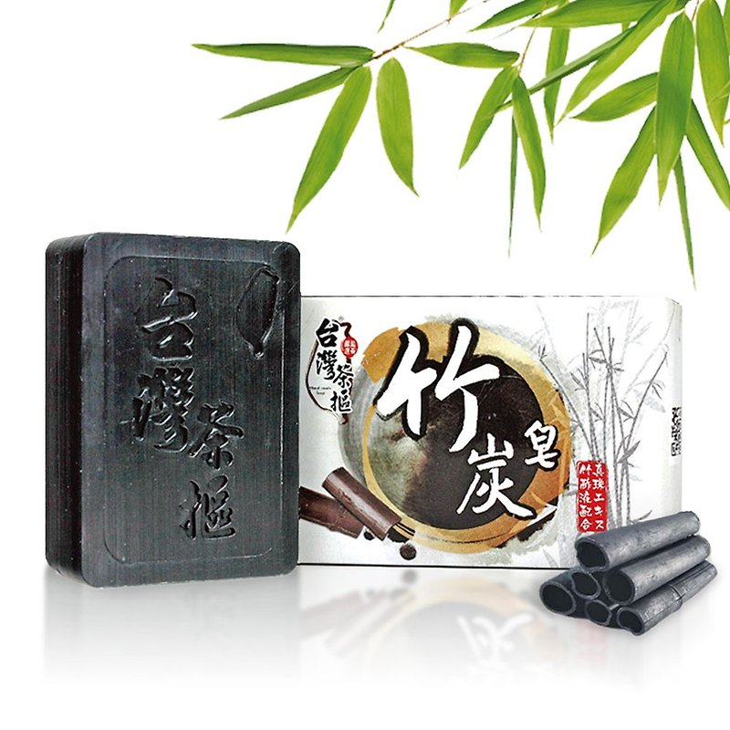 【台灣茶摳】日式珍珠竹炭皂 100gx3入 - 肥皂/手工皂 - 植物．花 黑色